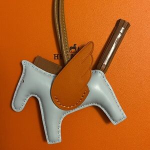 Lambskin Blue and Orange Horse Pegasus Bag Charm